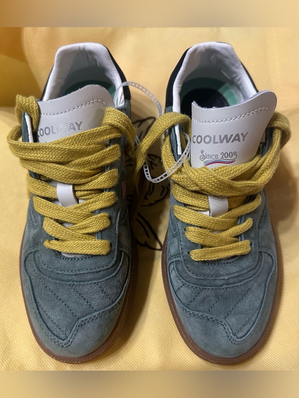 Coolway Goal Green Athletic Sneakers Leather Detail Retro Style - Picture 6 of 13
